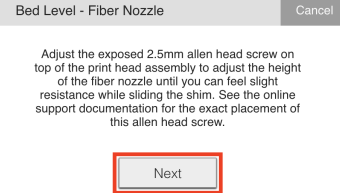 comment calibrer sopn imprimante Markforged - Fiber shimss ajustement